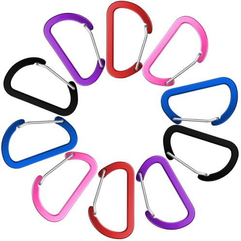 GGXZHT 10 Stück Karabinerhaken Klein 5cm - Aluminium kleine Karabiner Bunt mit Schnapphaken Edelstahl für Wandern,Camping, Angeln,Rucksack Gürtel,schlüsselanhänger & Outdoor Sport, Angel.