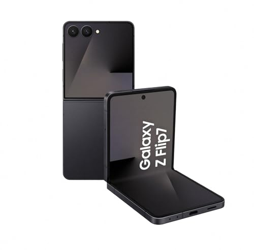 Samsung Galaxy Z Flip7 AI Smartphone mit Galaxy AI, KI-Handy mit Android, Faltbares Design, Infinity Frontdisplay, 50-MP-Weitwinkelkamera, 256 GB, 12 GB RAM, JetBlack, 3 Jahre Herstellergarantie