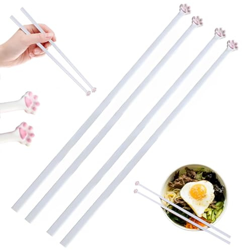 Cat Paw Chopsticks,Forreen 2 Pairs Reusable Non-Slip Chopsticks,Unique Cute Pink Paw Prints Chinese Chopstick,Funny Chopstick with Cats Design,for Cat Lovers,for Kitchen,Home,Hotel,Restaurant,Party