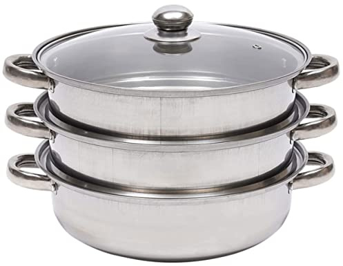 ZUNOXAZ Olla Vaporera Inoxidable Triple Reforzada para Cocina Gas y Eléctrica con Mango Ergonómico para Cocinar Verduras y Mariscos al Vapor