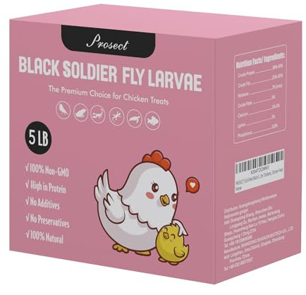 PROSECT 5LB Black Soldier Fly Larvae for Chickens,More Calcium Than Dried Mealworms,High Protein,Food of Natural Non-GMO Chicken,Treat for Laying Hen,Ducks,Wild Birds,Turtles