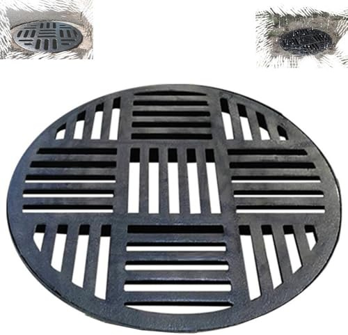 ZYXQQJ 12in 14in 16in Round Grate Drain Cover Garden Drainage Grate Driveway Trench Drain Covers Cast Iron Sewer Drain Strainer(66x3cm-26x1.2in)