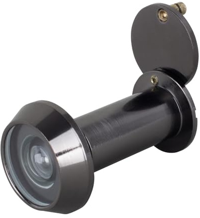 EAI Door Viewer Black Nickel Peepholes or Peek Holes | 200 Degree Fire Rated Spy Hole with Privacy Cover