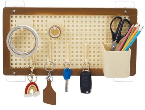 AHANDMAKER 1 ensemble de panneaux perforés naturels avec crochets de 5 mm - Organisateur mural pour la maison, le bureau, les travaux manuels, le rangement, l'organisation des ornements - 40 x 20,3 cm