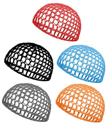 OUNONA Gehäkelte Schlafhaarnetze Einfach zu Tragen aus Gewebe 5 Stück-pack Praktische Haarnetze zum Schlafen für Damen und Mädchen Geeignet für Zöpfe