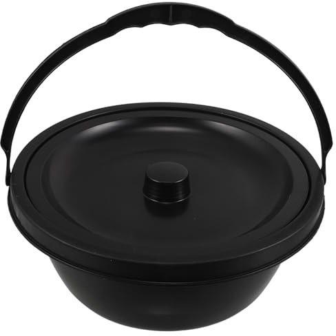 CLISPEED Orinal Portátil para Silla de Ruedas con Tapa, 28x28x12 Cm, Cubo de Inodoro para Personas Mayores, Bacinilla Móvil para Uso Junto Cama, Accesorio Seguro y Cómodo para Cuidado