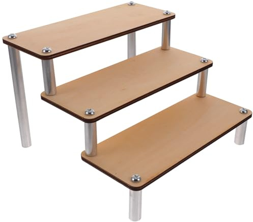 Kichvoe Organizador de Maquillaje de Madera 3 Niveles, Expositor Escalonado para Figuras de Acción, Soporte Vertical para Exhibición de Cosméticos en Hogar y Tiendas