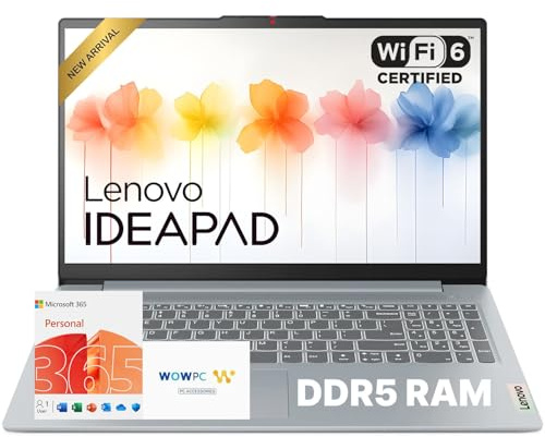 Lenovo IdeaPad Slim 3i 15.6 FHD Laptop • Microsoft Office 365 • Intel 4 Cores • DDR5 • 128GB SSD • Military-Grade • Windows 11 • Quick Setup, Lightweight • Essential Laptop • w/o Mouse