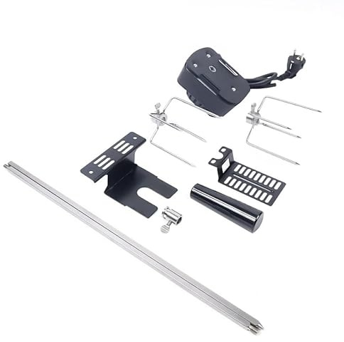 Tournebroche Électrique 360° avec Moteur 4W, Broche Barbecue Rotative en Inox 304, Capacité 5-8kg, pour Poulet, Viande et Légumes sur Barbecue Gaz ou Charbon