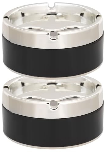 KEUKORZ 2Pcs Black Ashtrays with Windproof Lids