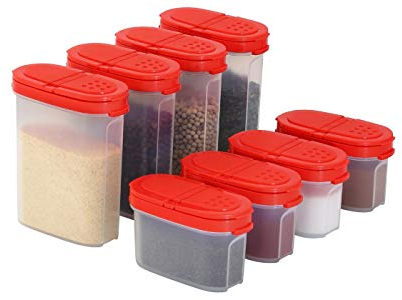 SIGNORA WARE - Set Contenitori Alimentari Vuoti in Plastica Trasparente Ermetici con Coperchio per Alimenti, Spezie, caffè, Cereali, Farina, Liquidi. Recipienti Adatti A Microonde, Frigo E Freezer