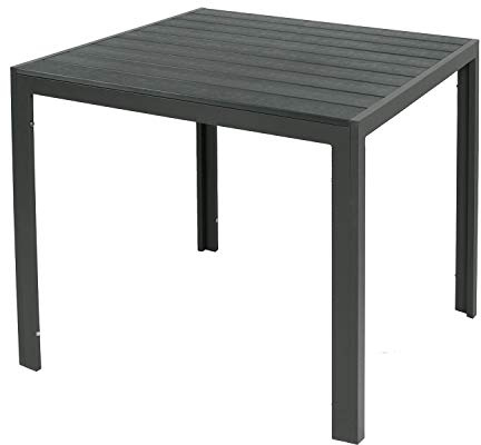 Mojawo Aluminium Gartentisch anthrazit Esstisch Gartenmöbel Tisch WPC Holzimitat wetterfest 90x90x74cm