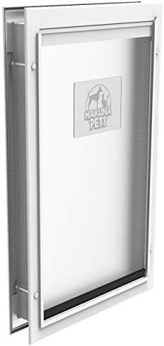 Hakuna Pets Deluxe Haustier-, Katzen- und Hundetür aus Aluminium mit 2-Wege-Verriegelung für Bildschirme, Türen und Wände bis zu 7,1 cm Dicke, Größe XL, Weiß