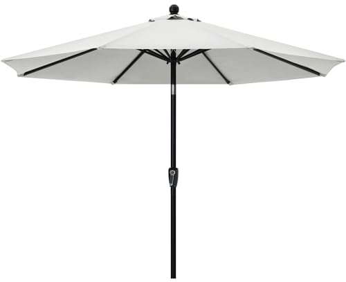 ABCCANOPY Sonnenschirm 270 cm, Strandschirm, Beidseitig um 30° knickbar, UPF 50+, Wasser- und Winddicht, Stabil, für Terrasse, Balkon, Markt... Hellbeige