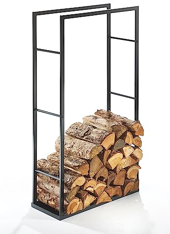 Kobolo Kaminholzregal Kaminholzständer 116x25x60 cm Schwarz