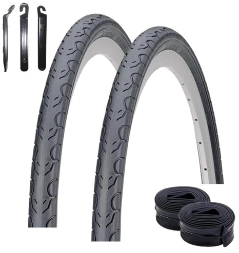 2 x Kenda Kwest K-193 26 Fahrradreifen in Schwarz 32-559 (26 x 1.25) + 2 passende Schläuche AV inkl. maxxi4you Reifenheber