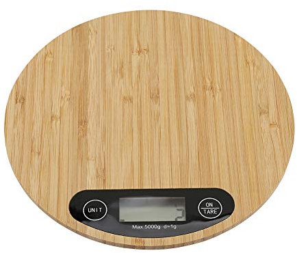 Balances de cuisine numériques, balances de cuisson haute précision 5kg/1g avec écran LCD, balances électroniques rondes en bambou pour, ingrédients, café, thé, fruits