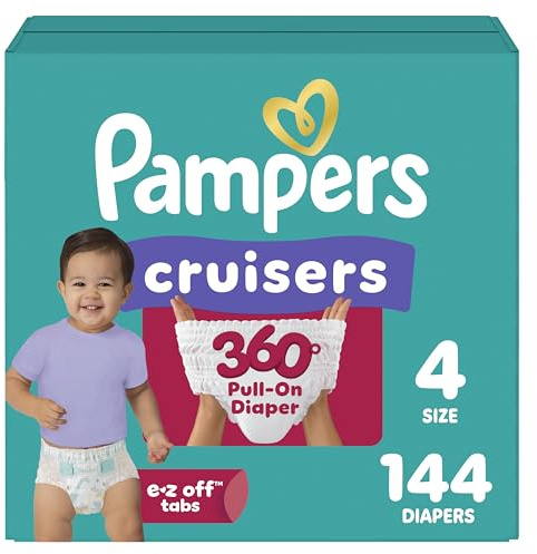 Pampers Diapers - Cruisers 360 - Size 4, 144 Count, Babyproof up to 100% Leakproof Pull-On Diaper