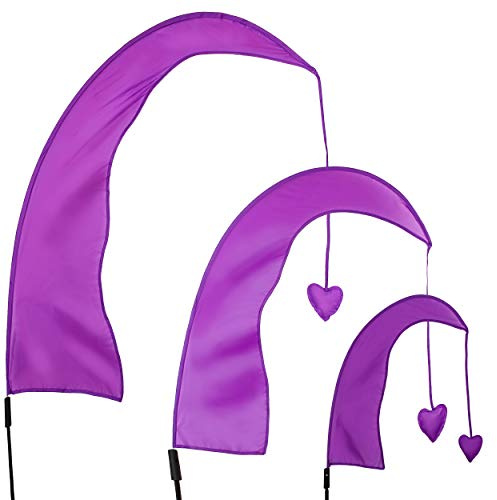 alles-meine.de GmbH Windfahne/Balifahne Farb & Größenwahl XXL - 2,2 Meter - lila/violett - mit Stab/Fahnenstange - UV-beständig & wetterfest - Gartenfahne - Windrichtun..