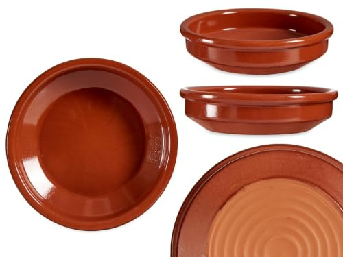 6-tlg. Set Cazuelas Vintage ofenfest - Größe Ø 12 cm | Mediterrane Tonschalen - Mit hochwertiger Handarbeit veredelt - Schalen für Tapas - Creme Brülèe
