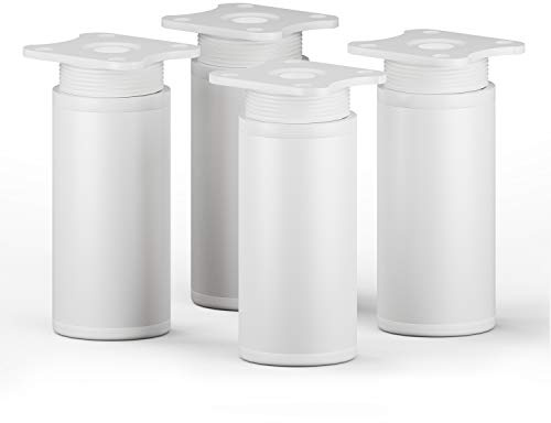 Sossai Design-Füße MFR1, 4er Set mit Ø 40 mm rundem Profil, Höhe 80 mm, höhenverstellbar, weiß, für Kommoden, Schränke