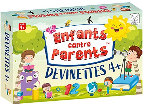 KANGUR Gioco educativo Gioco da tavolo Quiz per bambini e adulti, gioco di carte per la famiglia con 50 carte 100 indovinelli Gioco da tavolo | Bambini contro genitori indovinelli 4+ | da 4 anni