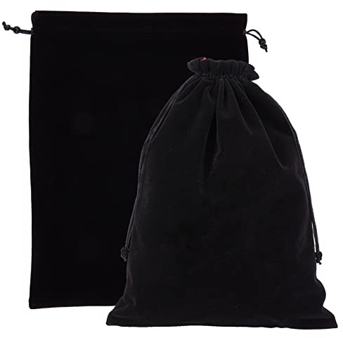 nbeads 2 Pcs Grands Pochettes à Bijoux, 37x28cm Noir Cordon de Serrage Sacs en Velours Grands Sacs Cadeaux Rectangulaires pour Sacs de Bonbons de Mariage Bijoux Rangement Cadeaux