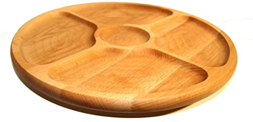 COLLECTOR Tabla giratoria Plato dividido Redondo Circular Giratorio de madera para servir aperitivos madera de haya 33 cm