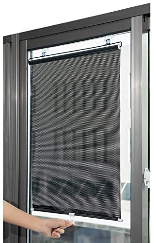 Blickdichtes Faltrollo,Sonnenschutz Verdunkelungsrollo mit Saugnäpfen,TemporäRe Jalousien Automatisch einziehbarer Auto Balkon Fenster Dachfenster Badezimmer,Abnehmbar Reisevorhang (45x125cm)