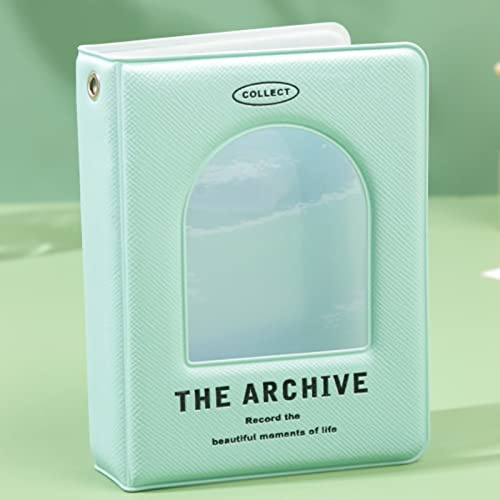runrayay 3-Zoll-Mini-Fotoalbum für Kamera, Kpop-Fotokartenordner, 40 Taschen, Fensterherz, hohler Fotokartenhalter, Buch, Visitenkarten-Buchhalter, Fotokartenhüllen – Grün