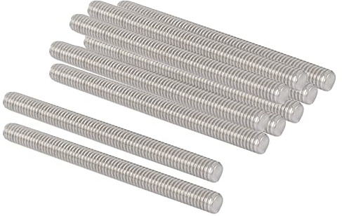 QUARKZMAN 10pz Barra Filettata M6 x 70mm 1mm Passo Completamente Argento | Acciaio Inox 304, per Bulloni e Morsetti e Gancelle e Bulloni a U, Filettato Aste Barra Perno