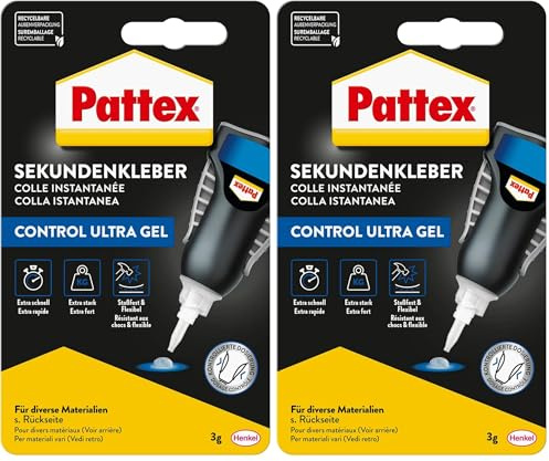 Pattex 1865403 Sekundenkleber Ultra Gel Matic,Gel 3 g, 1 Stück, PSG5C, (Packung mit 2)