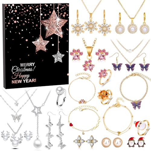 Humairc Adventskalender Schmuck 2025 Adventskalender Frauen Weihnachtskalender Teenager Mädchen Weihnachtskalender Frauen Schmuck Kalender Damen Teenager Mädchen