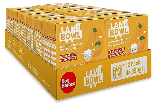 Dog Heroes Cibo Umido per Cani Agnello (60%) | Ingredienti freschi e naturali | Senza cereali | Alimentazione completa e bilanciata | Multipack 12x390g