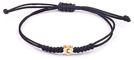 Mädchen Jungen Herzen Buchstabe Verstellbare Armband | Initiale Handgemachte Seil Armband, personalisierte Kommunion Geburtstag Geschenk für Frauen