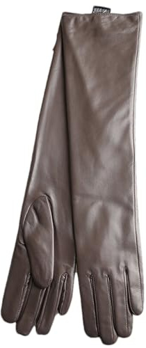 HEAITHpool Guanti in pelle da donna, 50 cm, Guanti invernali caldi, Guanti semplici da donna, cachi, XL