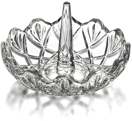 H&D HYALINE & DORA Transparent Crystal Ring Holder Glass Jewelry Dish Display for Wedding Wavy Shape Gift for Mom Wife Girls