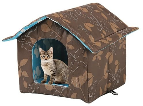 MUYYIKA Katzenhaus Für Draußen Winterfest Wasserdicht Wetterfester Katzenhöhle Haustierhaus, Weich Warm Haustierhaus Outdoor Hundehöhle Mit Abnehmbarem Kissen