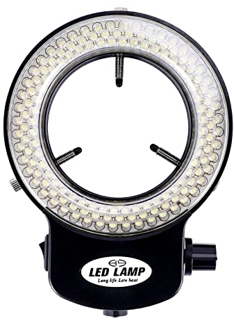 Jevina 144 LED Mikroskop Ringlicht Ringleuchte 0-100% Einstellbar Lampe für Microscope Ringbeleuchtung