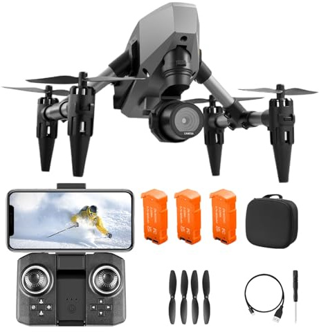 Drohne mit Kamera 4K, Anfänger Drohne Faltbare FPV Quadcopter Drohne mit LED Licht, Höhenerhaltung, Start/Landung mit Einem Klick, Orbitalflug, Gestenfoto/Video, 15 Minuten Flugzeit (Silver Gray)