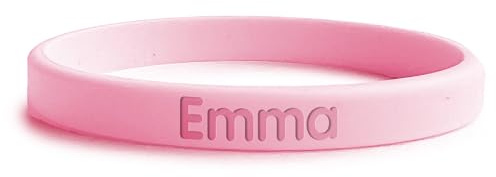 gutmarkiert SOS-Armband für Kinder aus Silikon - graviert mit Name & Nummer | Wasserdicht - langlebig - Notfallarmband - für Kita - Schule und Kindergarten - für Jungen und Mädchen - Farbe Rosa
