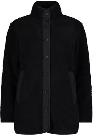 CMP - Giacca lunga da donna in pile teddy Highloft, Nero, 46