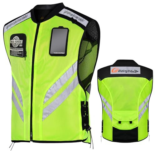 LVNRIDS Chaleco de Moto Seguridad Reflectante sin mangas para Motocicleta Amarillo 5XL