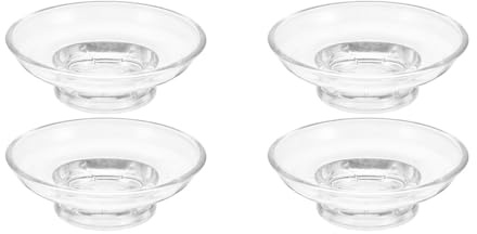 Cabilock Glass Round Soap Dish with Suction Base and Drainage for Bathroom Shower Clear Round Soap Holder with Self-Draining Design 4.3 Inch Diameter