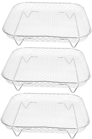 MAGICLULU 3pcs Air Fryer Racks Stackable Stainless Steel Square Grilling Rack Versatile Cooking Accessories