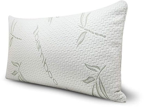 LSC 1 Pack Bamboo Memory Foam Pillow Neck & Shoulder Support Sleeping Comfortable Bed Pillows with Removable Covers Hypoallergenic & Antibacterial Pillow for Side & Back Sleepers (PACK OF 1)