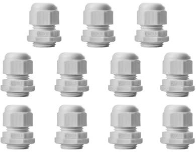 11 Stück Kabelverschraubung M20, IP68 Wasserdicht Kabeldurchführung, Kabelverschraubungen für Outdoor Garten Schaltkasten Abzweigkasten, Kunststoff Nylon Kabeldurchführunge Weiß