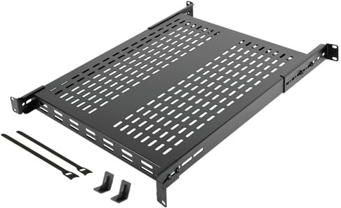 Tecmojo 1U Adjustable Vented Server Rack Mount Shelf - 19.5 (495mm) -37.4 (950mm) Depth, Supports up to 242 lbs - Universal Tray for 19 AV/Network Equipment