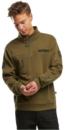 Brandit Tactical Sweat Troyer Huvtröja för män, OLIV, 4XL