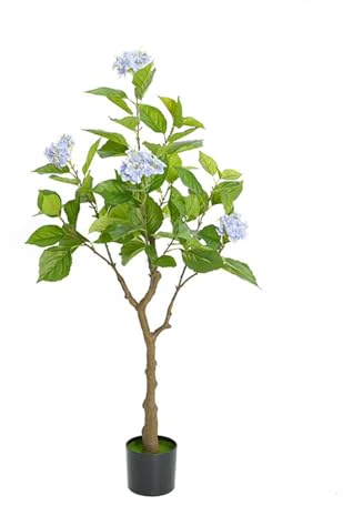 Cachpib 120cm Artificial Hydrangea Tree, Fake Floral Plant Potted Decorative Hydrangea Tree Indoor Flower Tree Fake Plants for Indoor Home Office Decor